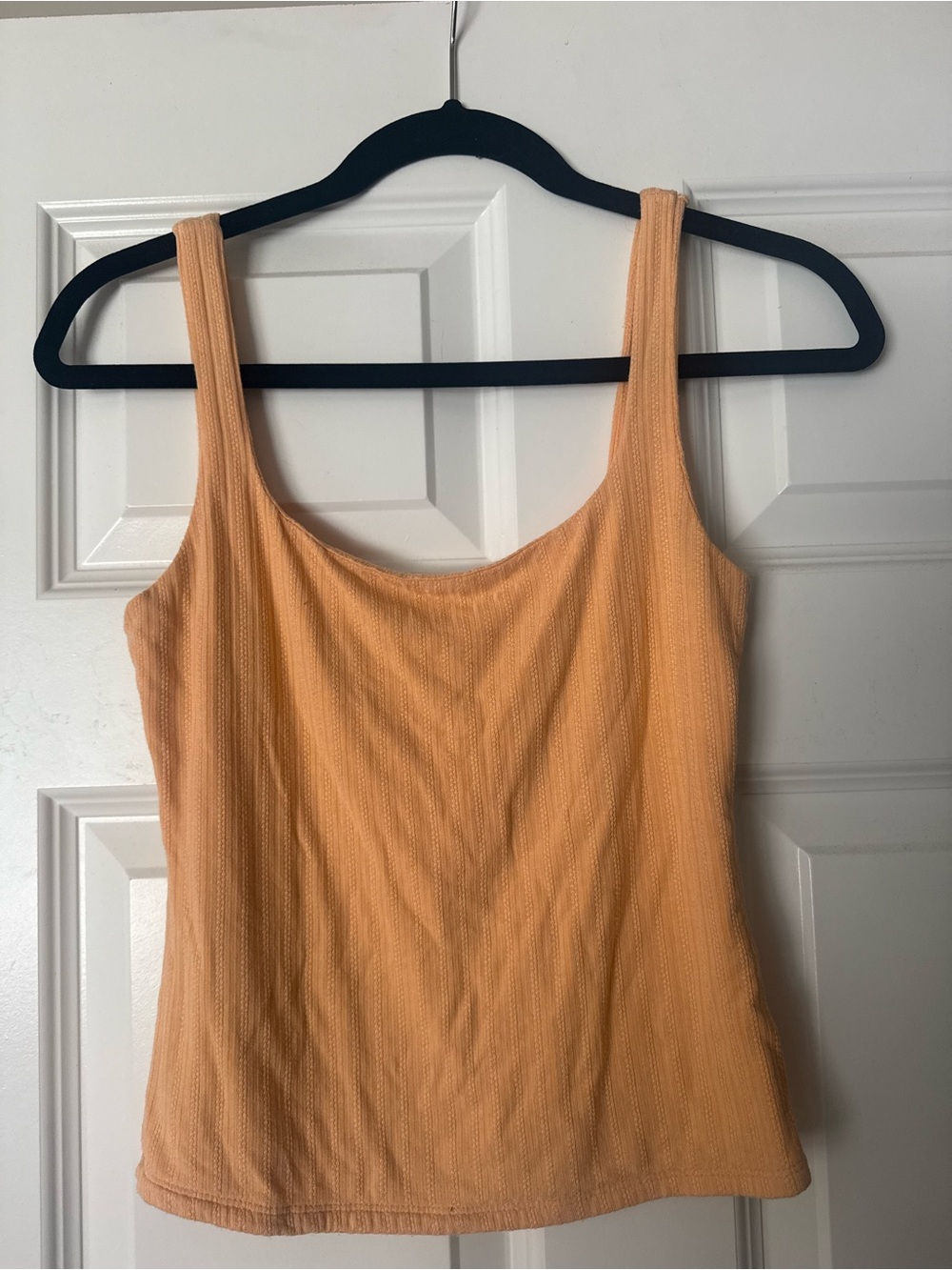 Peach Ribbed Scoop Neck Tank Top - Women